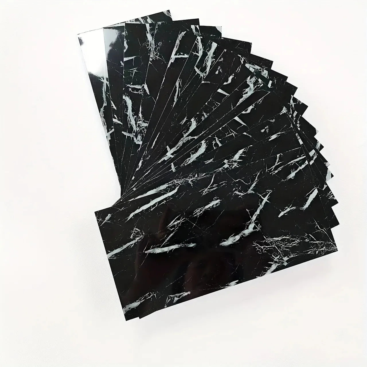 16 Pcs 20x10cm Marble Pattern Wall Stickers, Glossy Self-Adhesive PVC Film,Water-Resistant Kitchen Bathroom Decor Stick on Tiles
