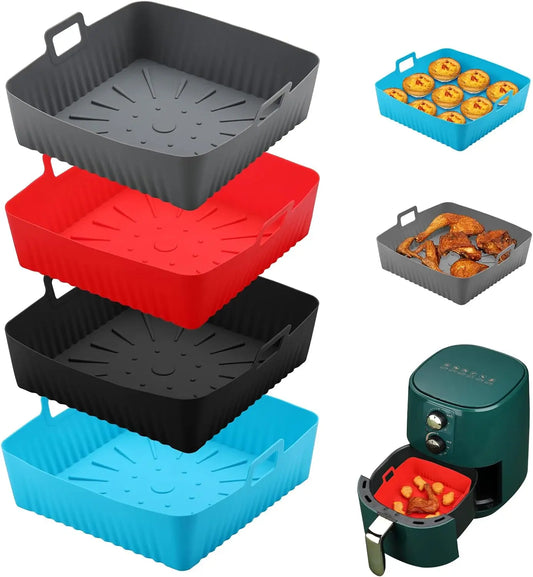 Air Fryer Silicone Liner Reusable Square Air Fryer Easy To Clean Oven Tray Heat Resistant Food Baking Kitchen Accessories