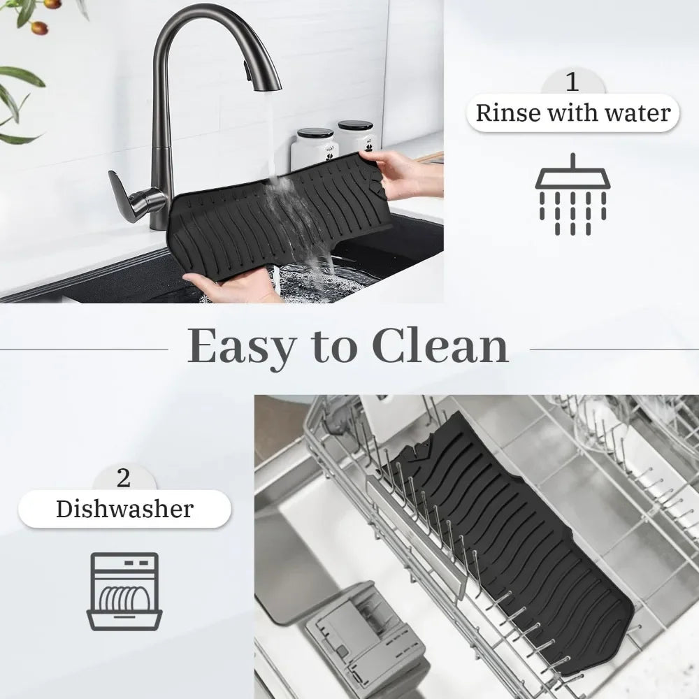 24/29.5inch Faucet Drain Pad Kitchen Household Anti-Splash Non-Slip Faucet Pad Dry Foldable Washing Countertop Soap Non-Slip Pad
