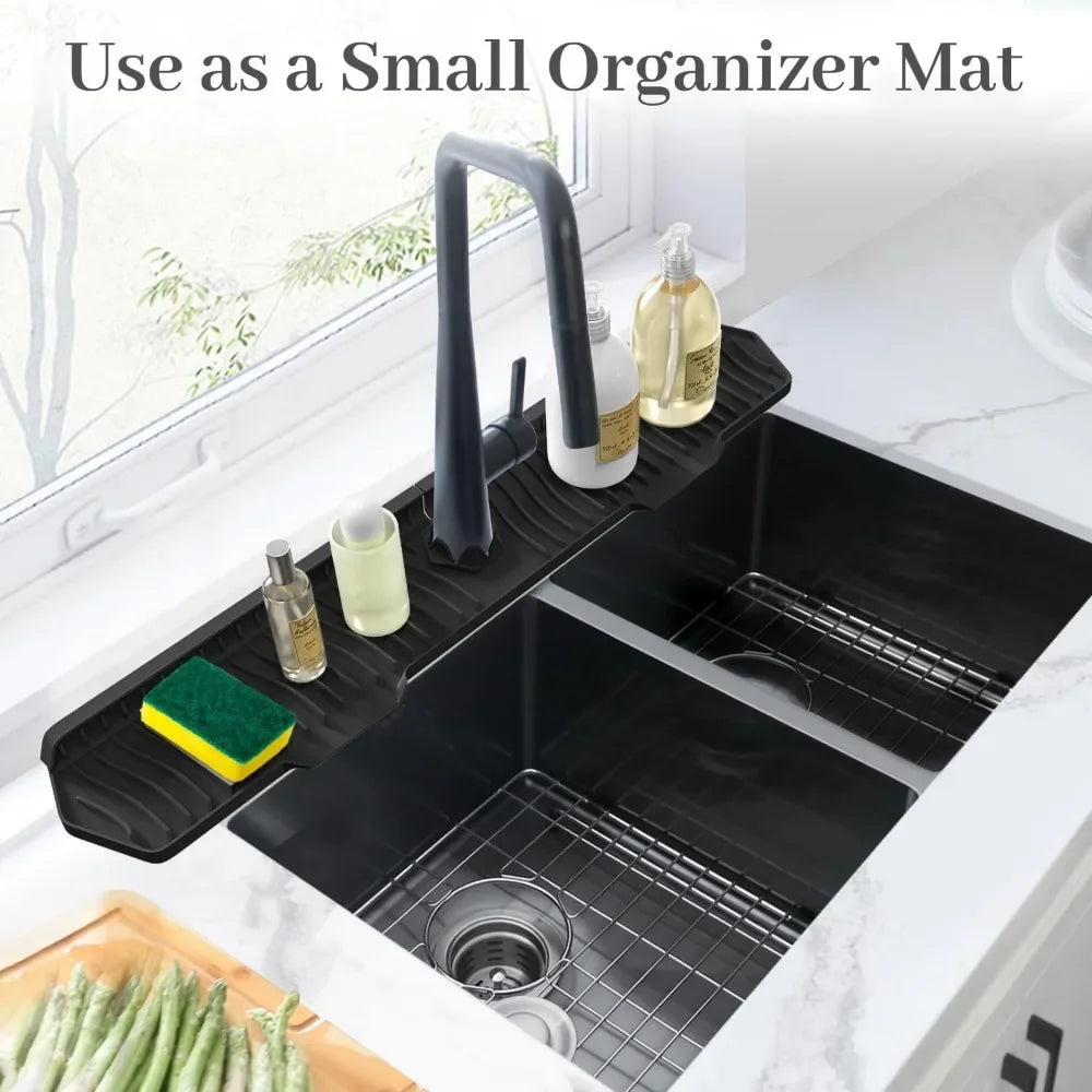 24/29.5inch Faucet Drain Pad Kitchen Household Anti-Splash Non-Slip Faucet Pad Dry Foldable Washing Countertop Soap Non-Slip Pad