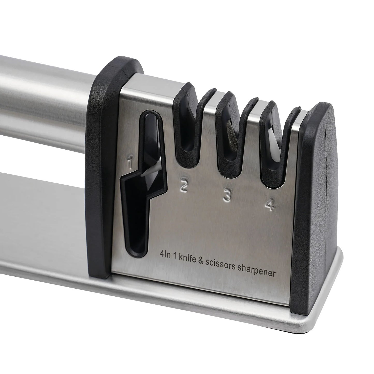 4-in-1 Electric Knife Sharpener for Kitchen with Tungsten, Diamond, Ceramic, and Scissors Slots, Easy to Use