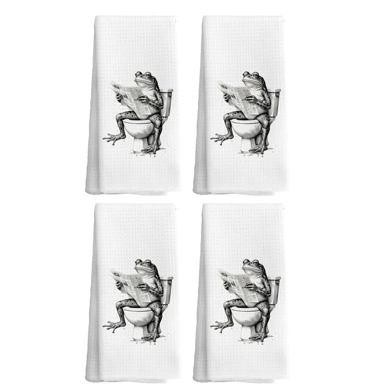 1/2/4/6 Frog Kitchen Towels for Toilet Use, Fun Seasonal Kitchen Decoration, Kitchen Hanging Towels, 15.7x23.6 inches