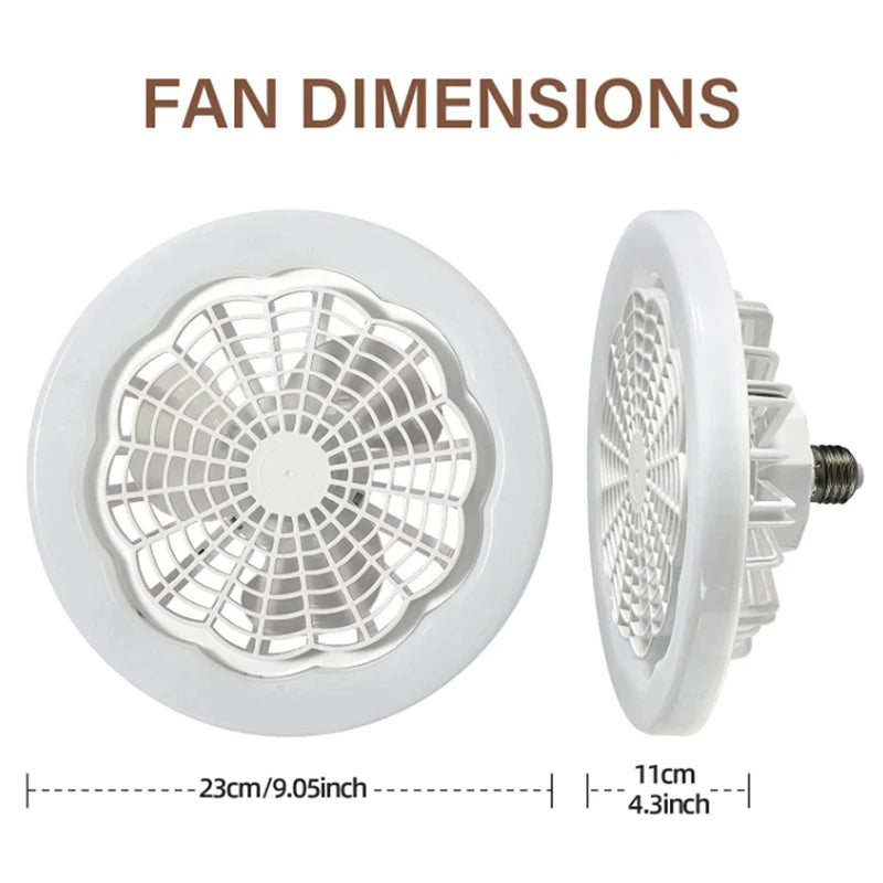 Smart remote control 3-in-1 ceiling fan light  E27 LED light 23cm universal bedroom and kitchen lamp ceiling fan