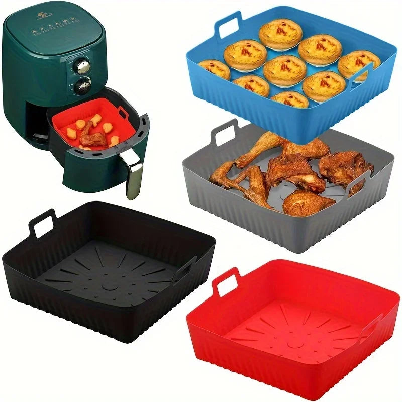 Air Fryer Silicone Liner Reusable Square Air Fryer Easy To Clean Oven Tray Heat Resistant Food Baking Kitchen Accessories