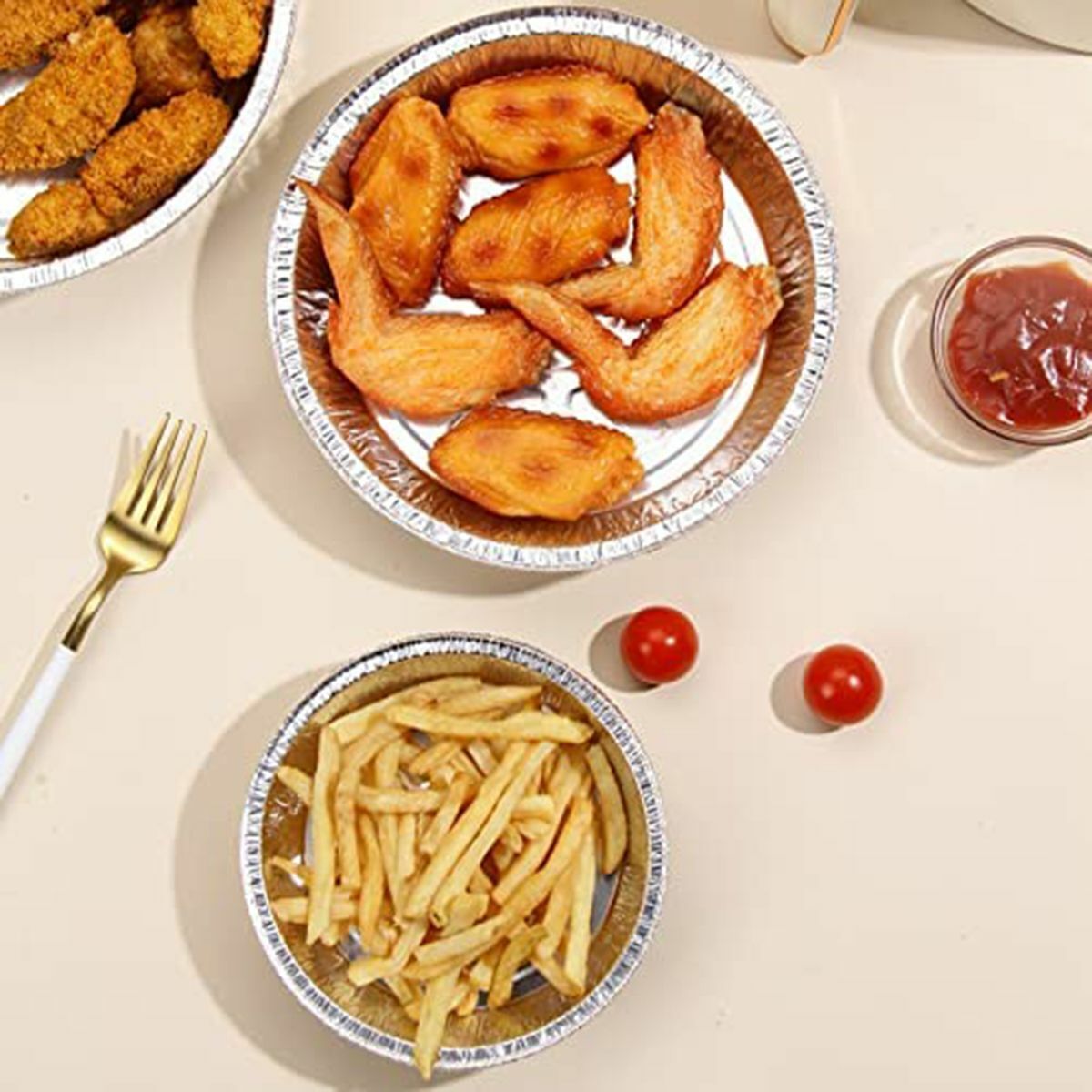 10pcs Air Fryer Aluminium Foil Trays Round Containers Tin Box Disposable Steaming Basket Kitchen Baking Tool BBQ Drip Pan Tray