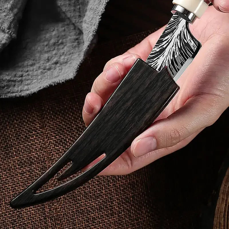 2025 new model boning knife with knife cover kitchen accessories, high-hardness forged sharp Damascus texture knife, fruit knife