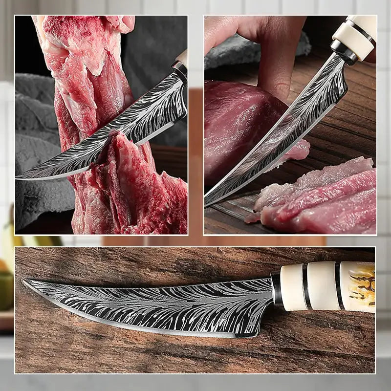 2025 new model boning knife with knife cover kitchen accessories, high-hardness forged sharp Damascus texture knife, fruit knife