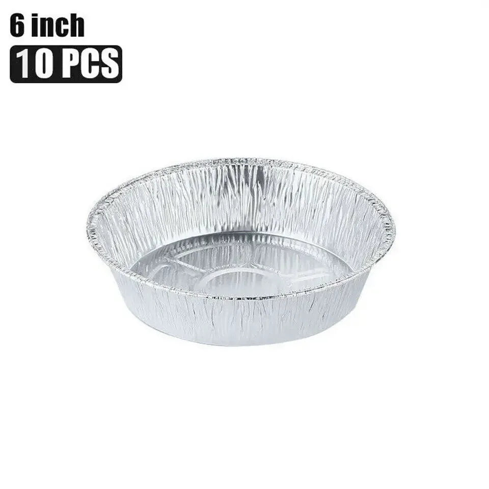 10pcs Air Fryer Aluminium Foil Trays Round Containers Tin Box Disposable Steaming Basket Kitchen Baking Tool BBQ Drip Pan Tray