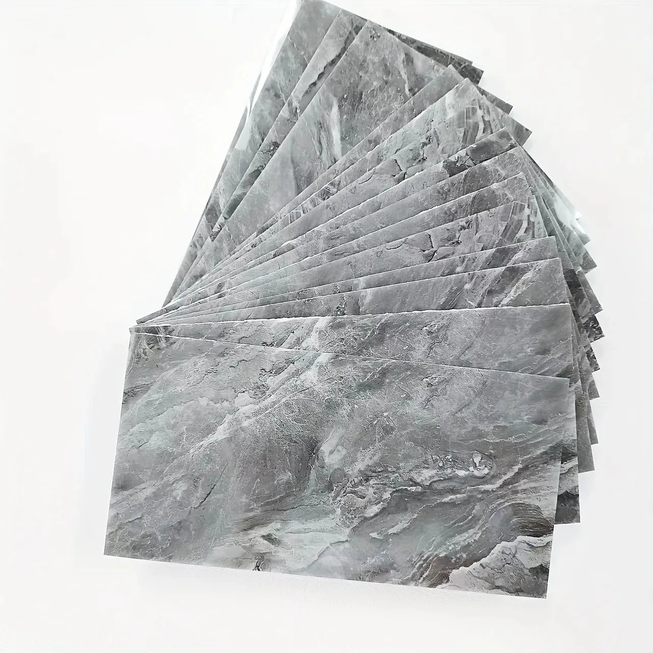 16 Pcs 20x10cm Marble Pattern Wall Stickers, Glossy Self-Adhesive PVC Film,Water-Resistant Kitchen Bathroom Decor Stick on Tiles
