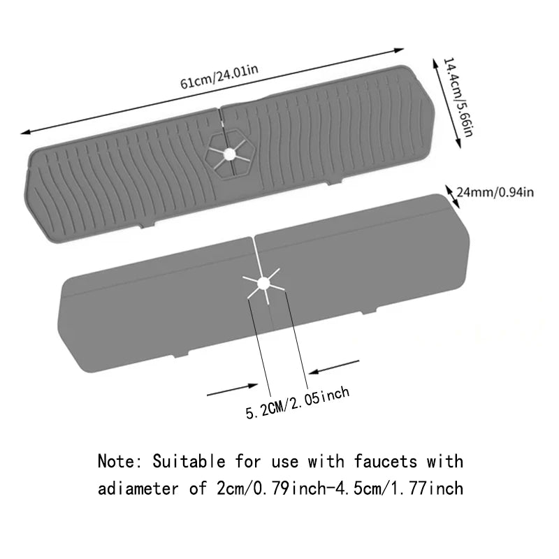 24/29.5inch Faucet Drain Pad Kitchen Household Anti-Splash Non-Slip Faucet Pad Dry Foldable Washing Countertop Soap Non-Slip Pad