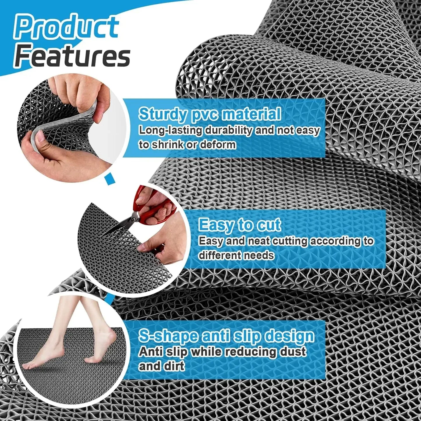 Plastic PVC Perforated Anti-slip Mat Household Accessories Foyer Floor Pad Kitchen Bathroom and Toilet Anti-slip Waterproof Mat