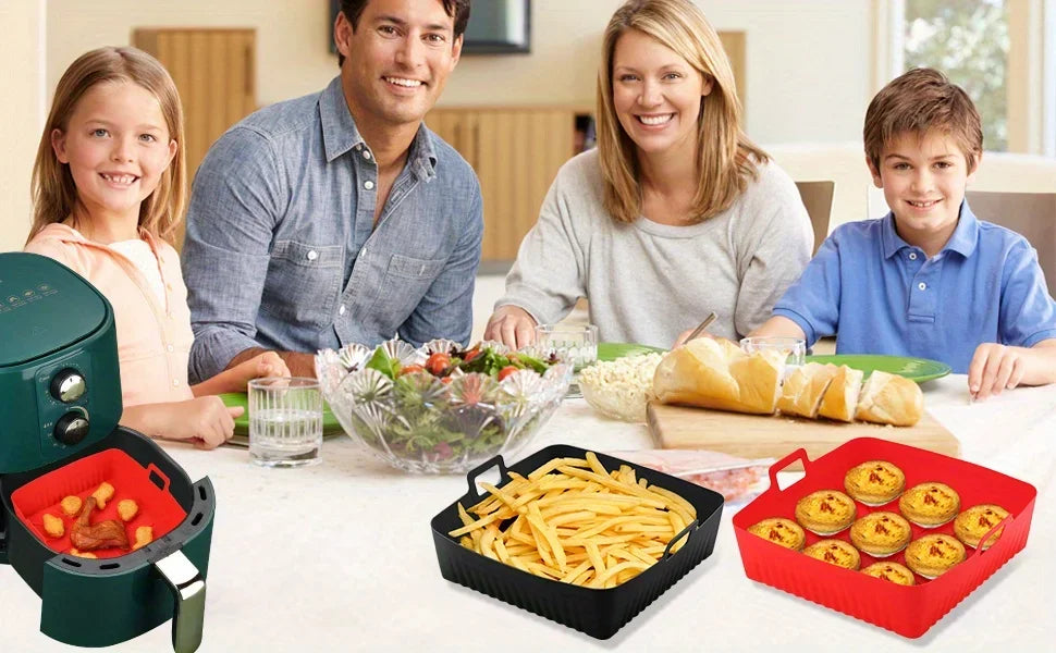 Air Fryer Silicone Liner Reusable Square Air Fryer Easy To Clean Oven Tray Heat Resistant Food Baking Kitchen Accessories