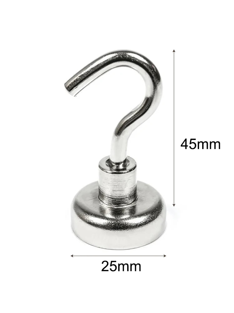 1~4pcs Strong 25mm Magnetic Hook Round Neodymium Magnet Base Powerful Refrigerator Magnet for Traceless Hanging Kitchen Organize