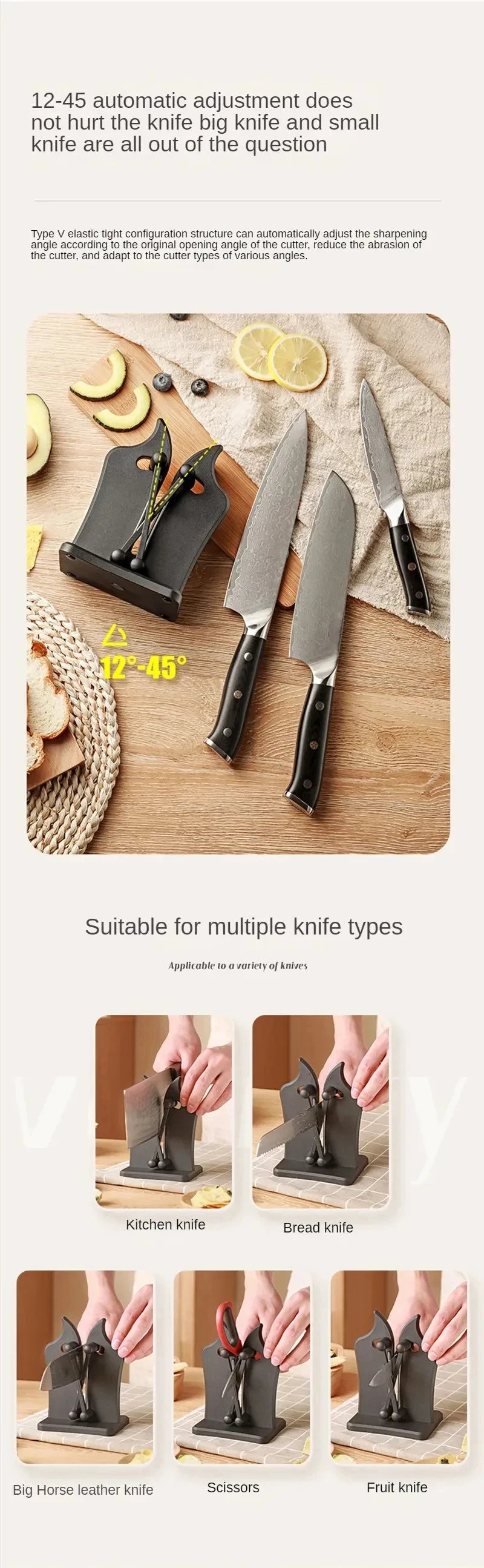 Kitchen Knife Sharpener Easy and Safe Knife Sharpening Tool Damascus Knife Kitchen Tools Manual Chef Kitchen Knife Supplies
