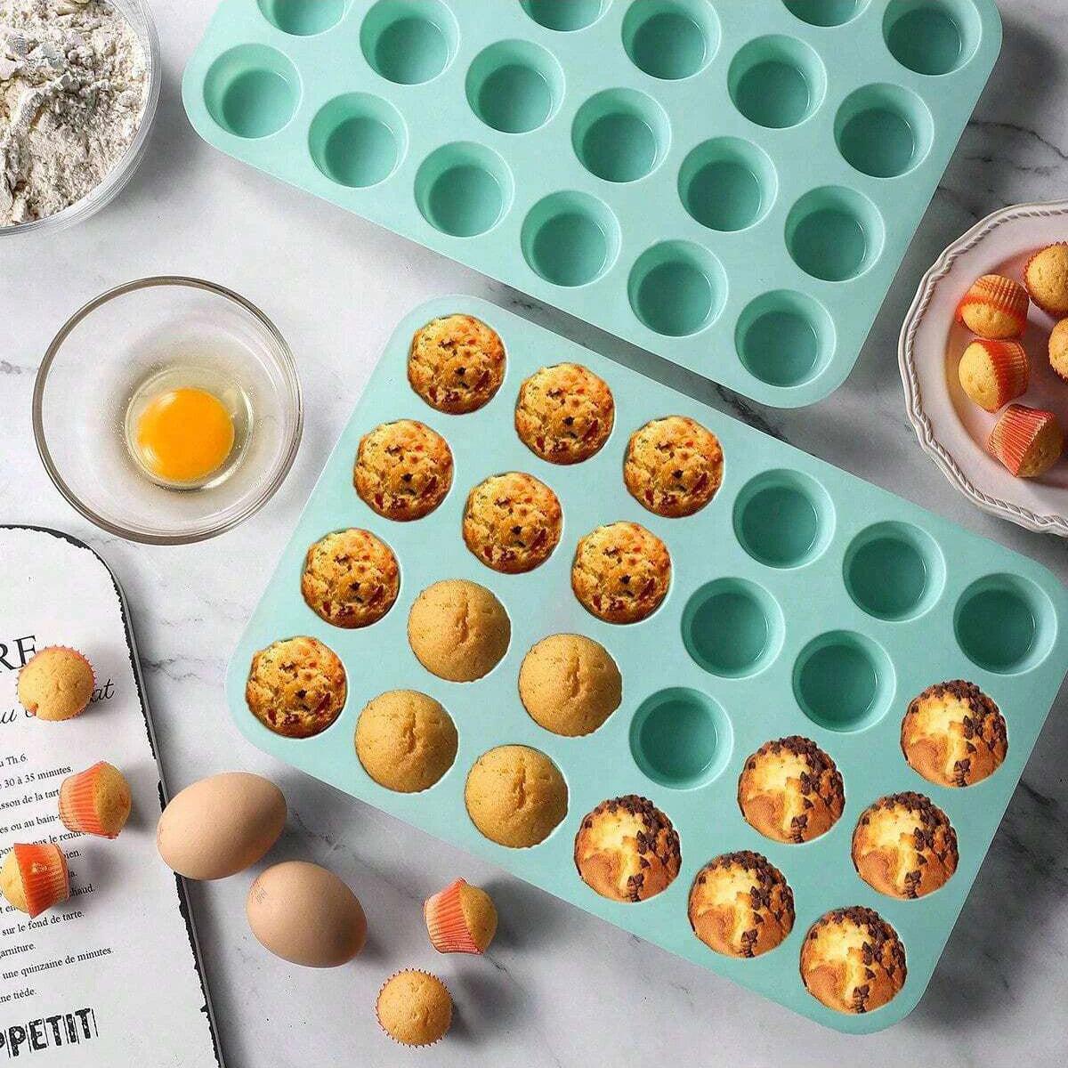 1pc-Cookie mold, cake mold, ice cream candy silicone mold, cake tray 24 cups - non stick cake for baking, kitchen baking mold