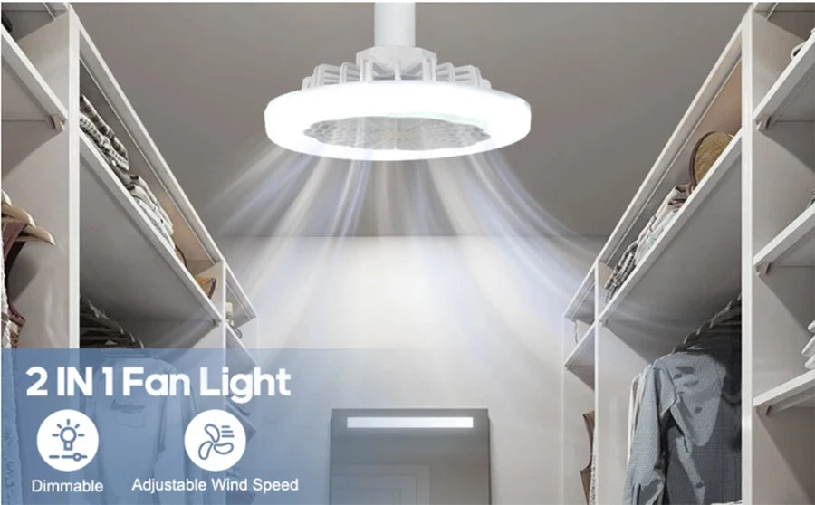 Smart remote control 3-in-1 ceiling fan light  E27 LED light 23cm universal bedroom and kitchen lamp ceiling fan