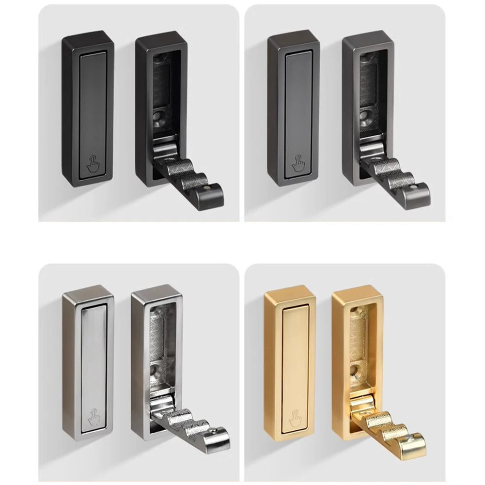 Wall Hook Robe Hook Bathroom Folding Hook Wall Hanging Clothes Hooks For Home Kitchen Bathroom Matte Black Towel Hanger