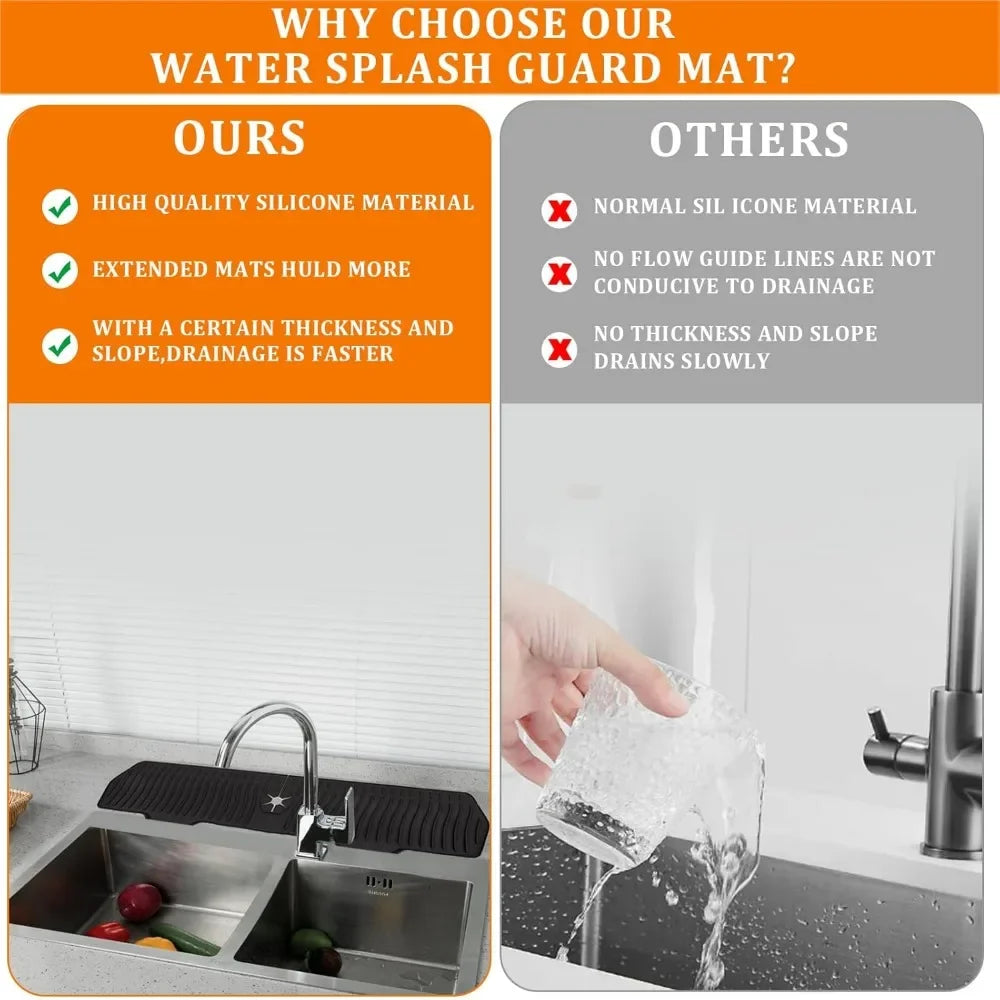 24/29.5inch Faucet Drain Pad Kitchen Household Anti-Splash Non-Slip Faucet Pad Dry Foldable Washing Countertop Soap Non-Slip Pad