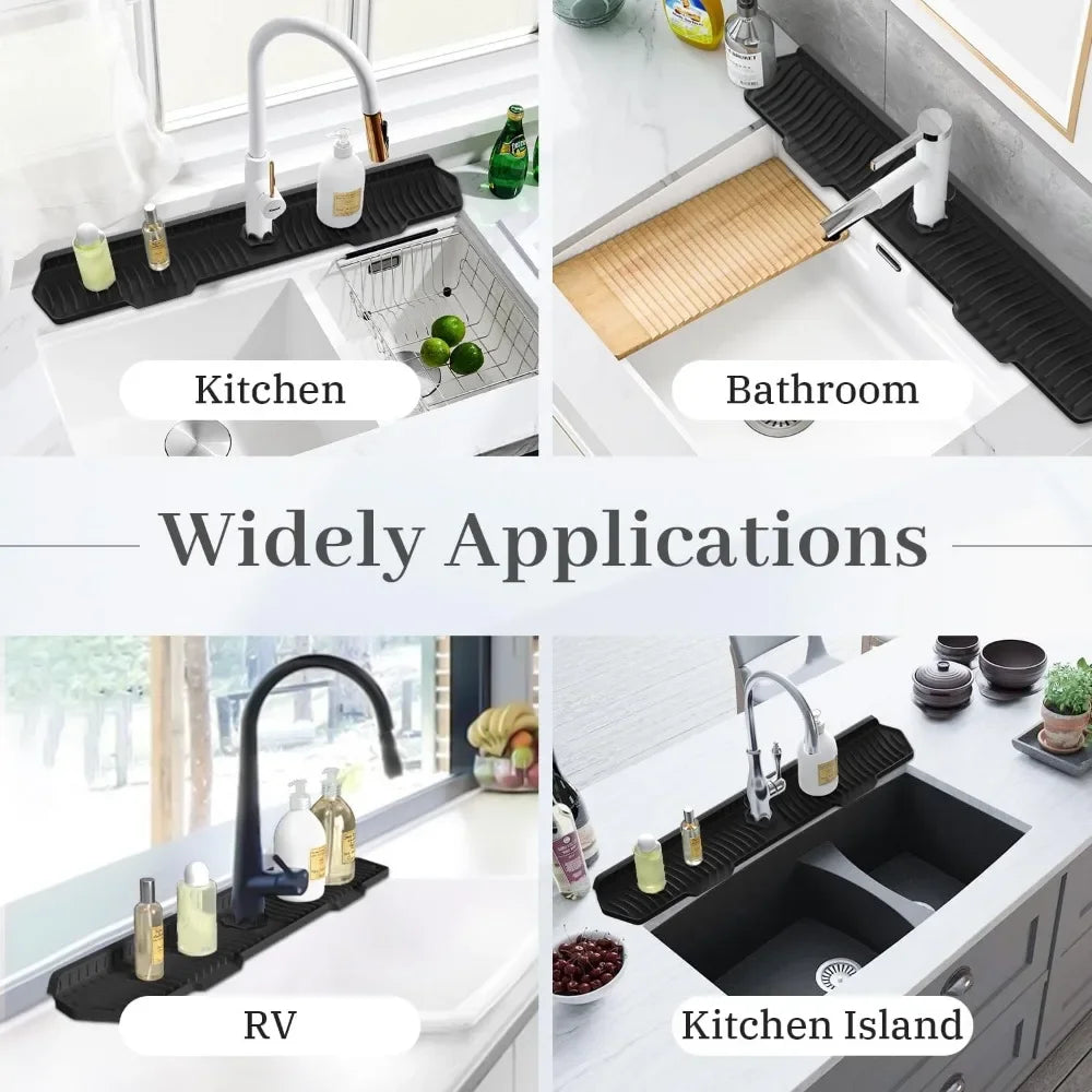 24/29.5inch Faucet Drain Pad Kitchen Household Anti-Splash Non-Slip Faucet Pad Dry Foldable Washing Countertop Soap Non-Slip Pad