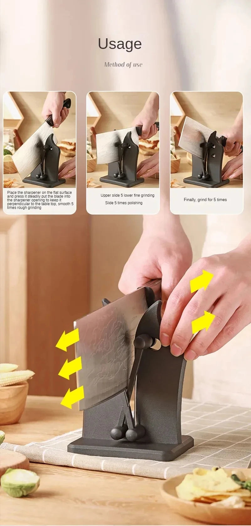 Kitchen Knife Sharpener Easy and Safe Knife Sharpening Tool Damascus Knife Kitchen Tools Manual Chef Kitchen Knife Supplies